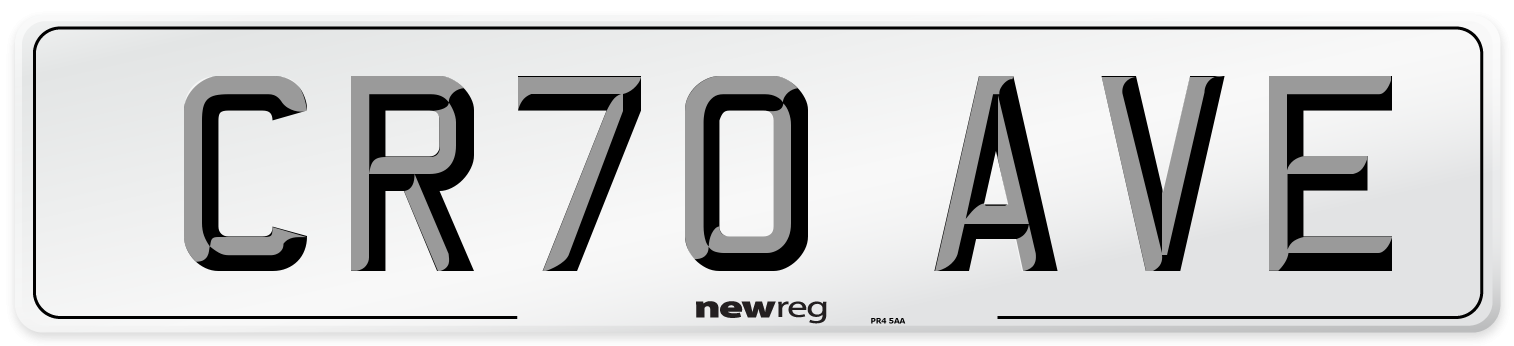 CR70 AVE Number Plate from New Reg